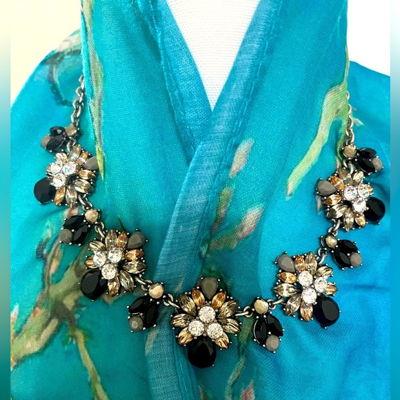 Banana Republic Collar Necklace Clear, Citrine, Black & Gray Glass Stones - Picture 1 of 2